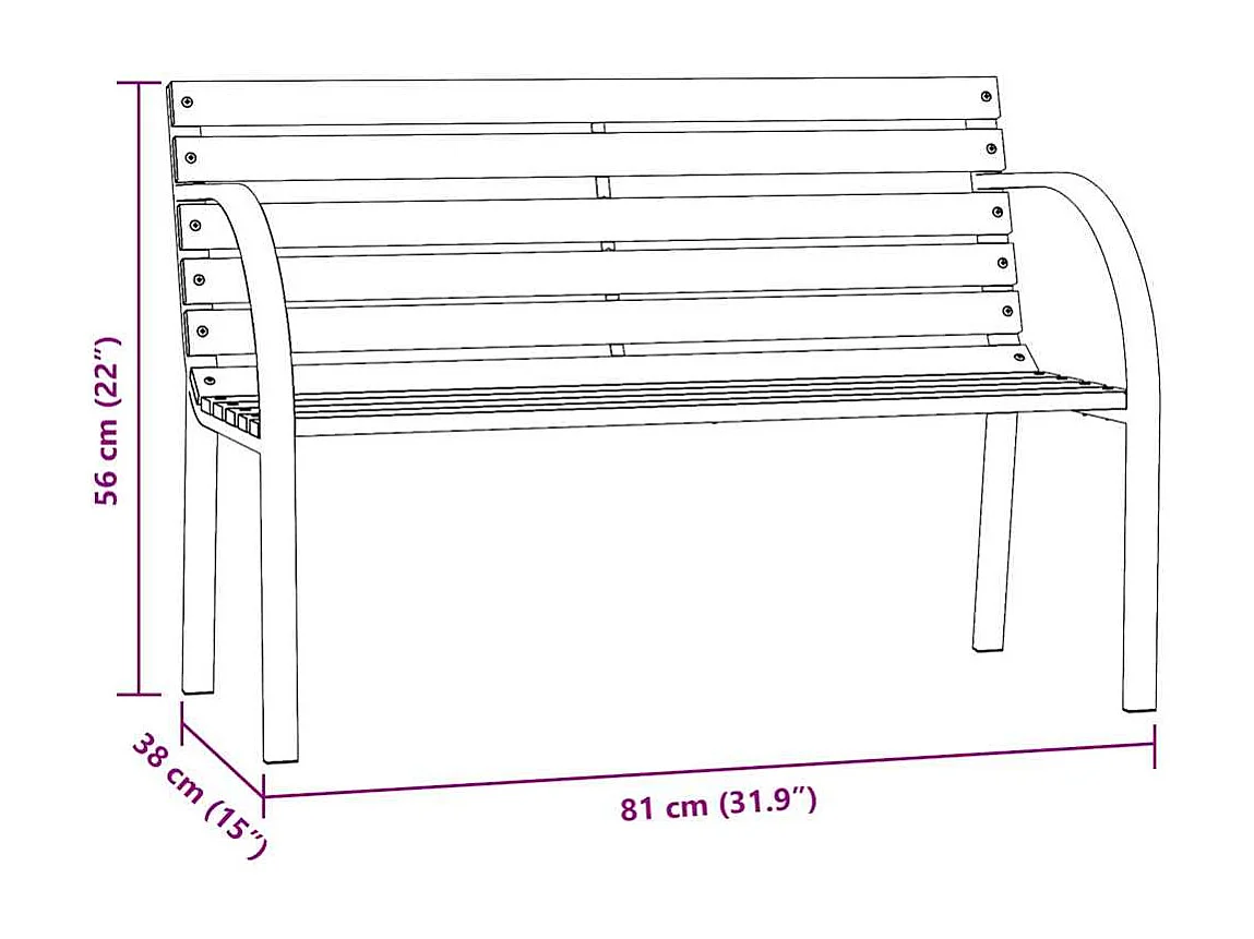 Banco de jardín infantil 81 cm madera de pino chino gris
