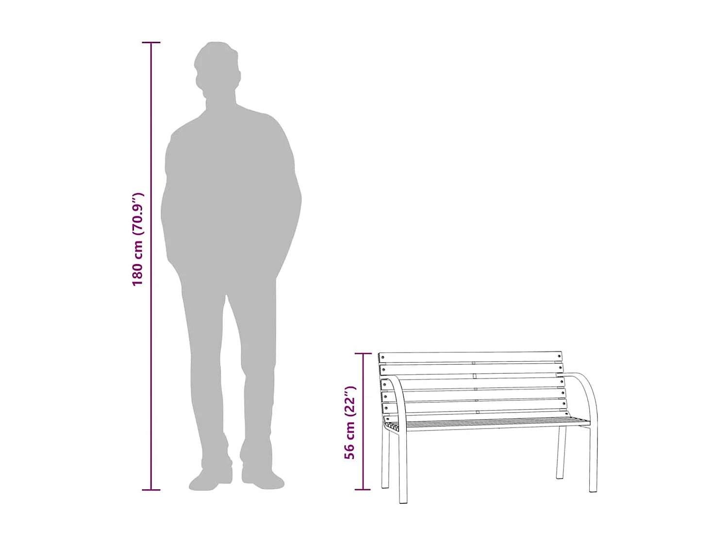 Panca da giardino per bambini 81 cm in legno di pino cinese grigio