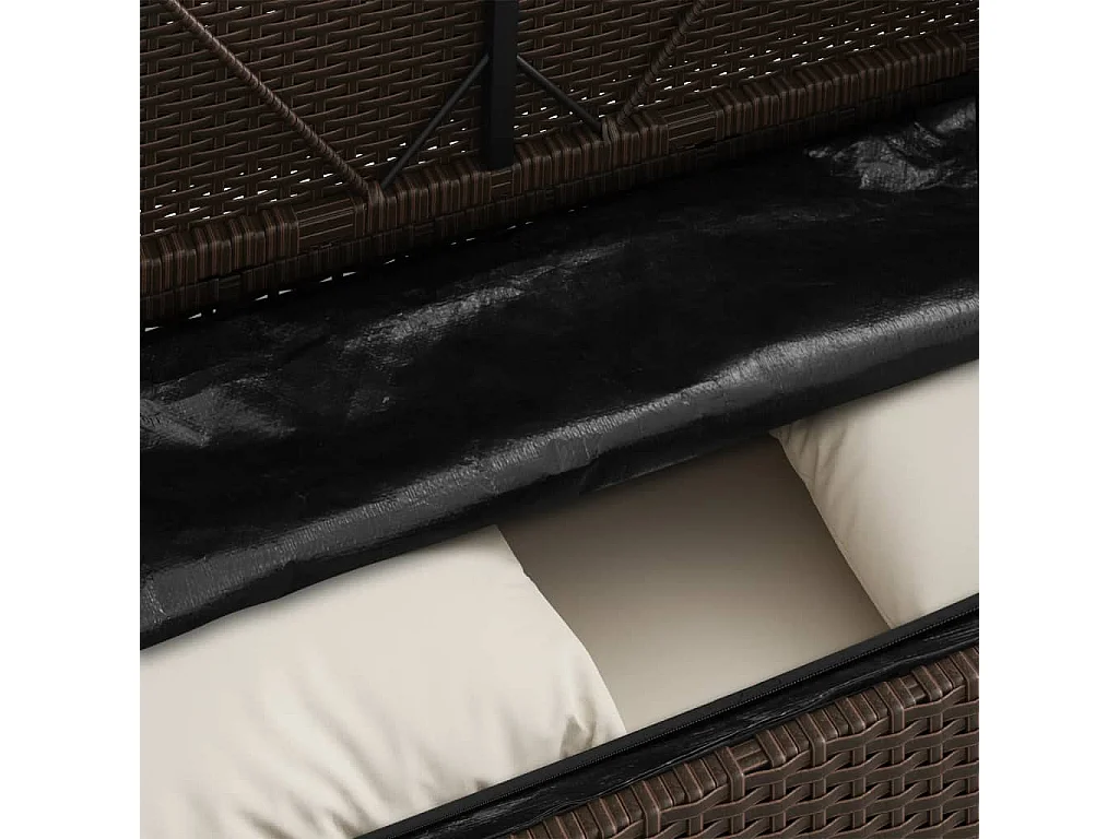 Banc de jardin avec coussins marron résine tressée