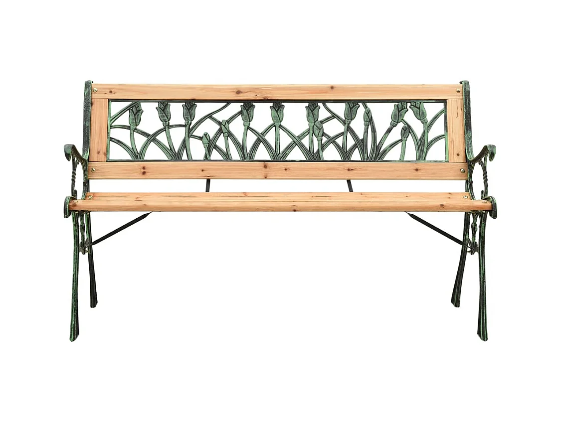 Banco de jardín de 122 cm de hierro fundido y madera maciza de abeto.