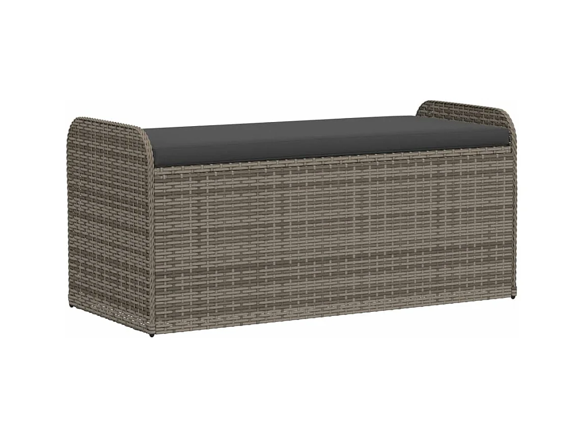 Opbergbank met grijs kussen 115x51x52 cm geweven hars