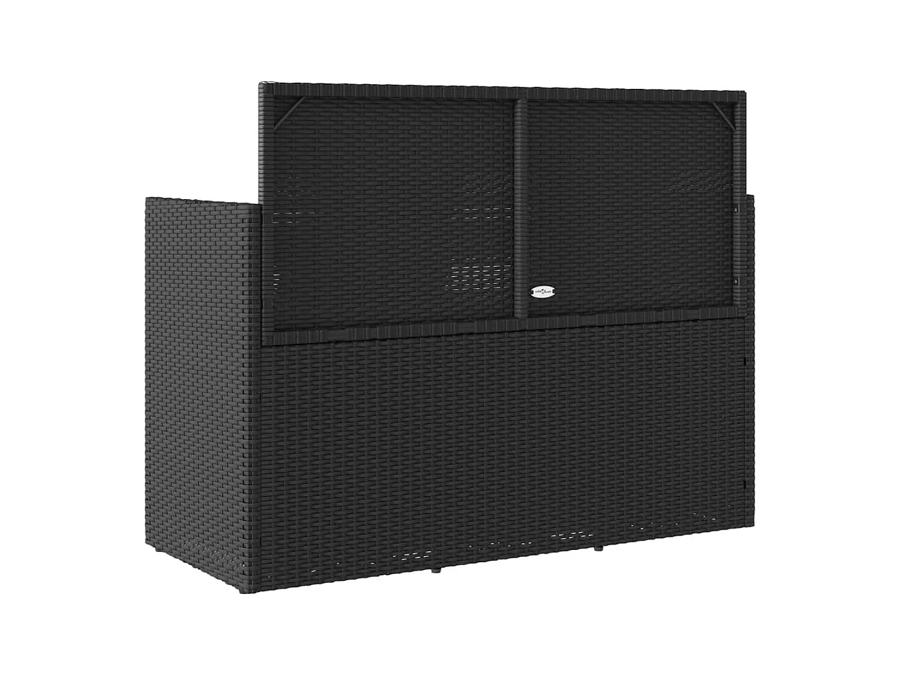 Tuinbank met zwarte rieten kussens