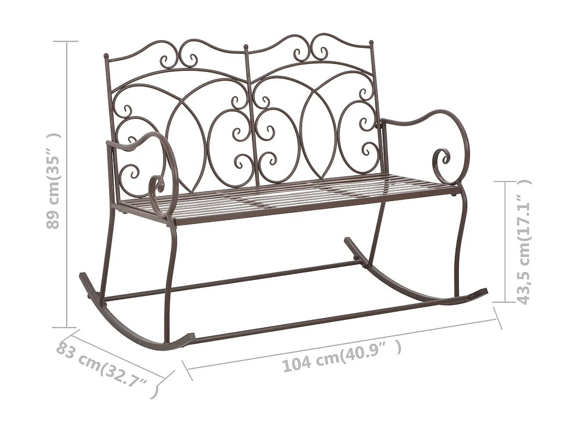 Banco de jardín 104 cm Hierro Marrón antiguo