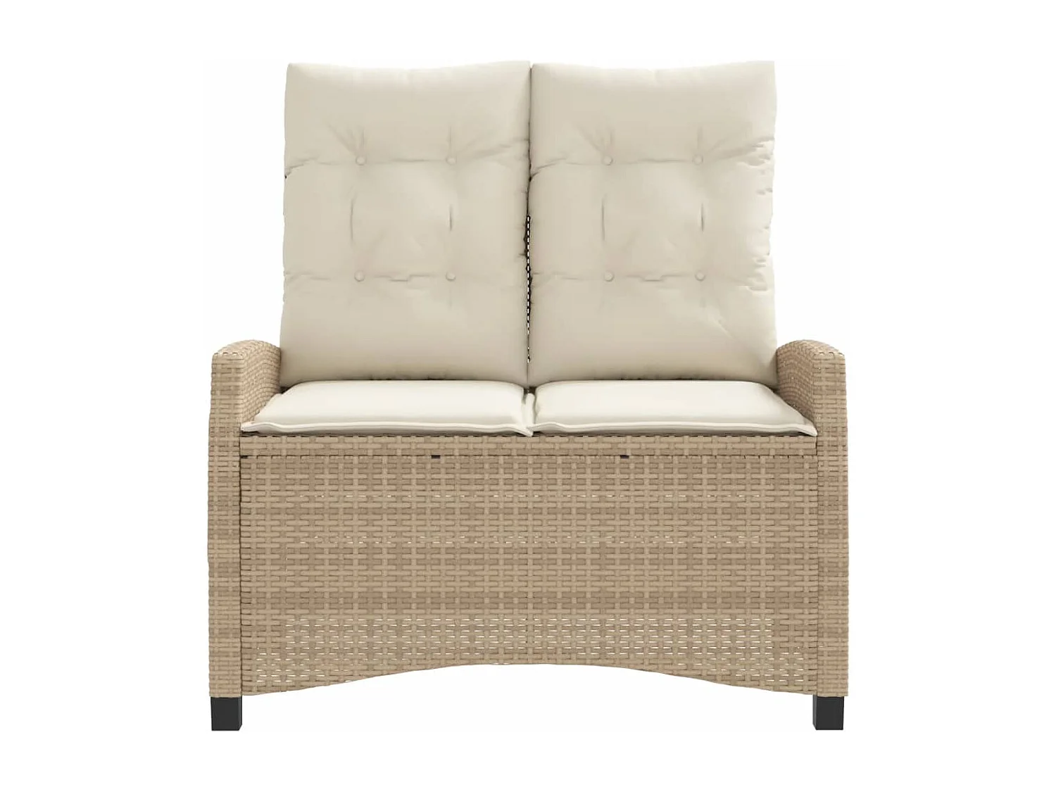 Panca da giardino reclinabile con cuscini in vimini di resina beige