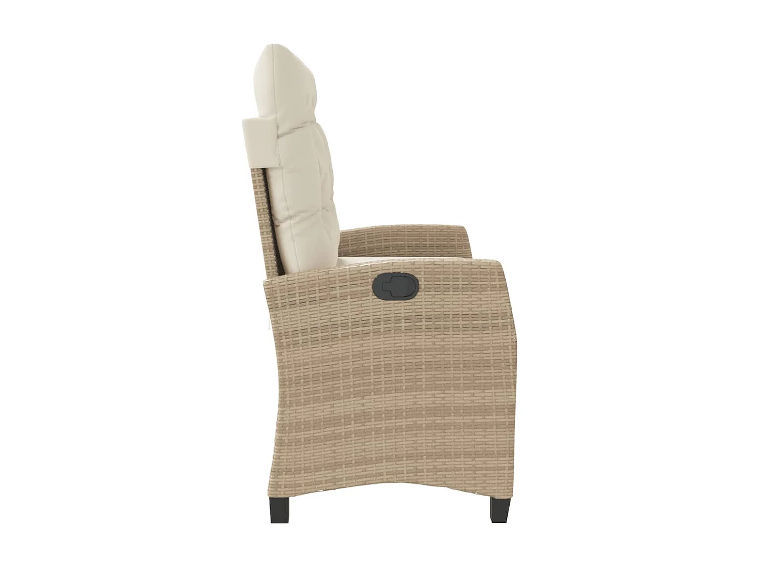 Panca da giardino reclinabile con cuscini in vimini di resina beige