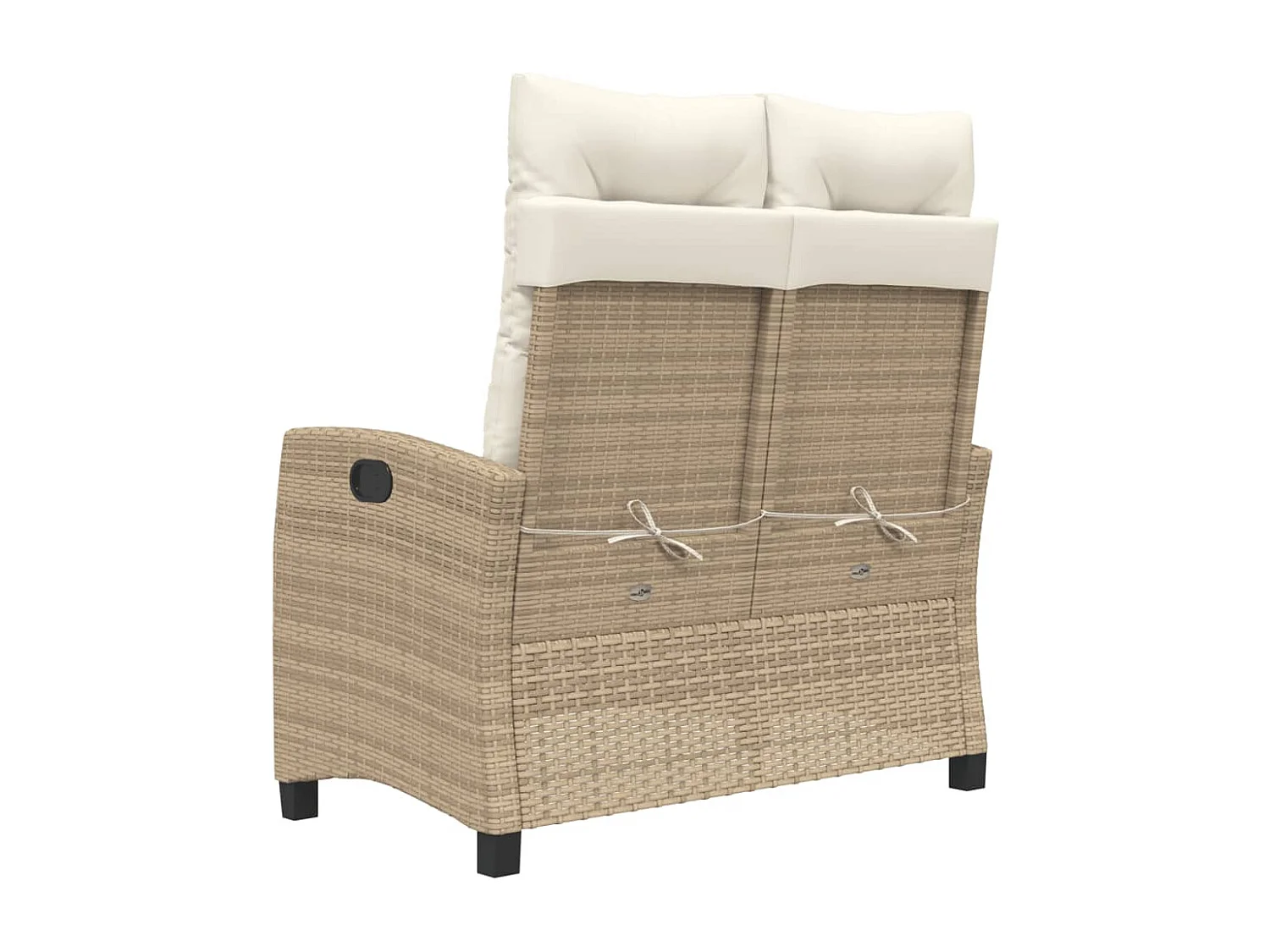 Panca da giardino reclinabile con cuscini in vimini di resina beige