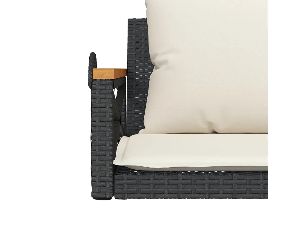 Asiento de columpio con cojines negros 109x62x40 cm resina tejida