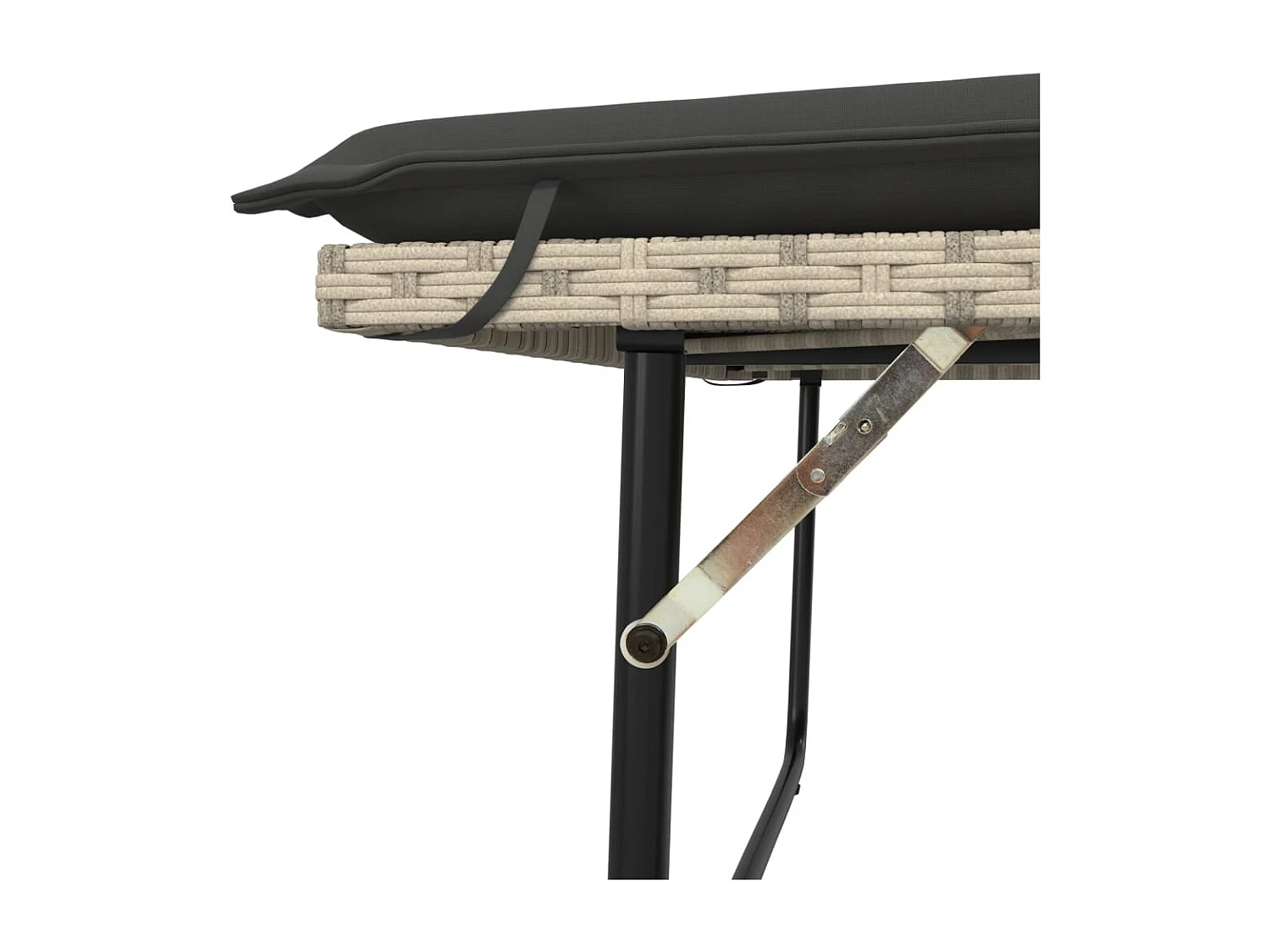 Panca da giardino con cuscini e poggiapiedi in polyrattan grigio chiaro