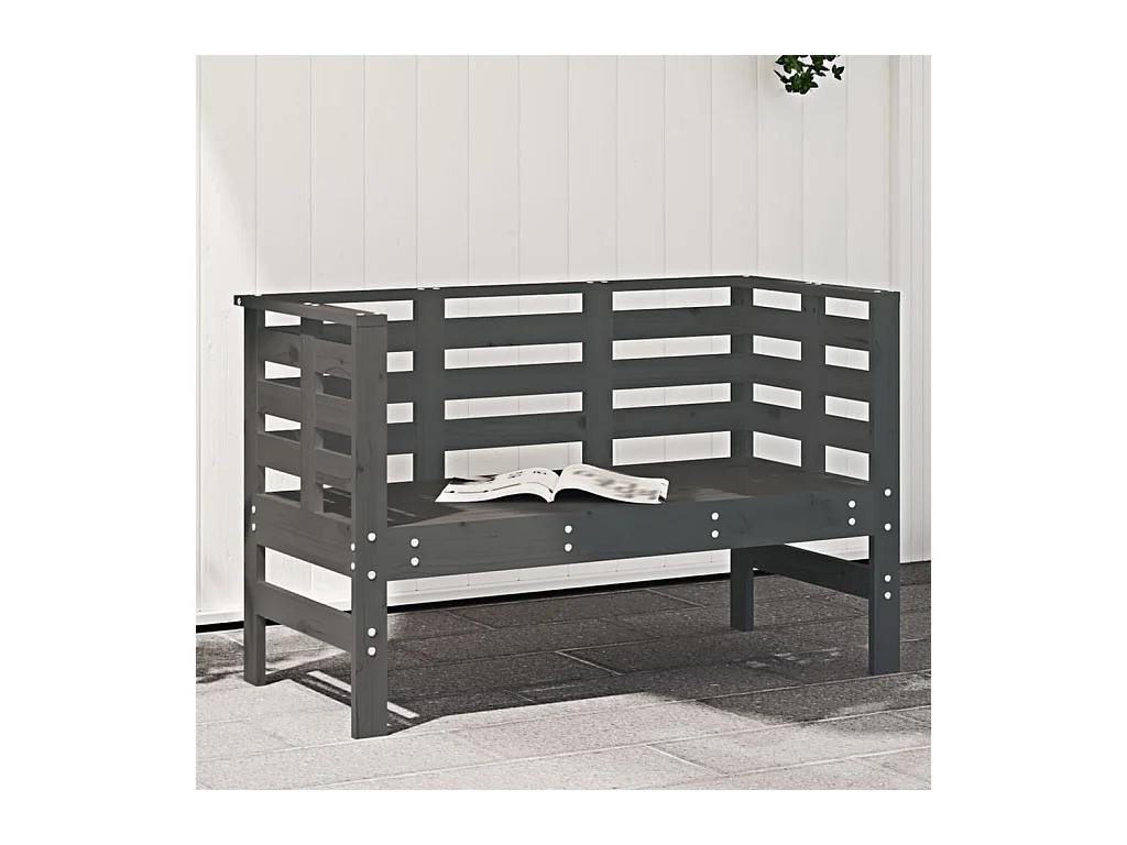 Banco de jardín gris 111,5x53x71 cm madera maciza de pino