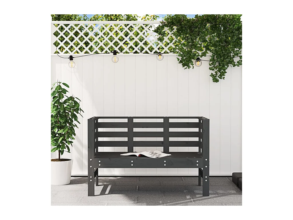 Banco de jardín gris 111,5x53x71 cm madera maciza de pino