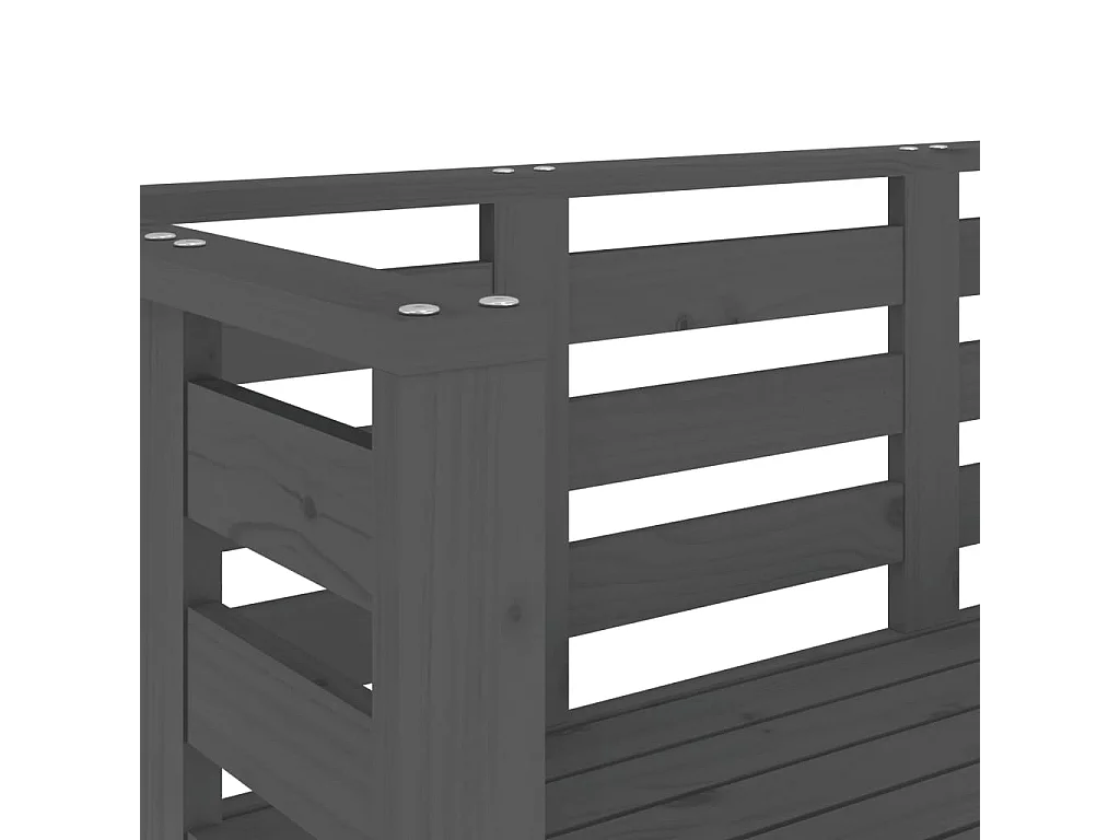 Panca da giardino grigia 111,5x53x71 cm in legno massello di pino