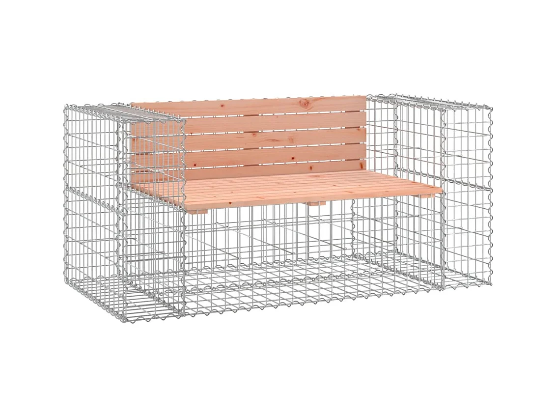 Gabionen Designer Gartenbank 143x71x65,5 cm Massivholz Douglasie
