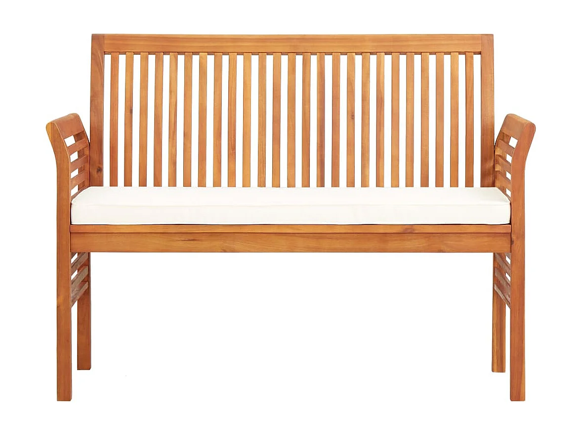 Banco de jardín de 2 plazas con cojín 120cm Madera maciza de acacia