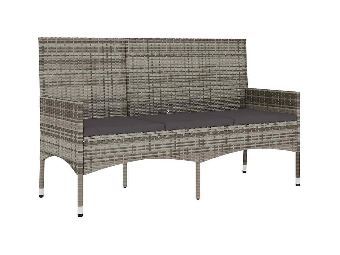 3-zits tuinbank met kussens Grijs kunsthars riet