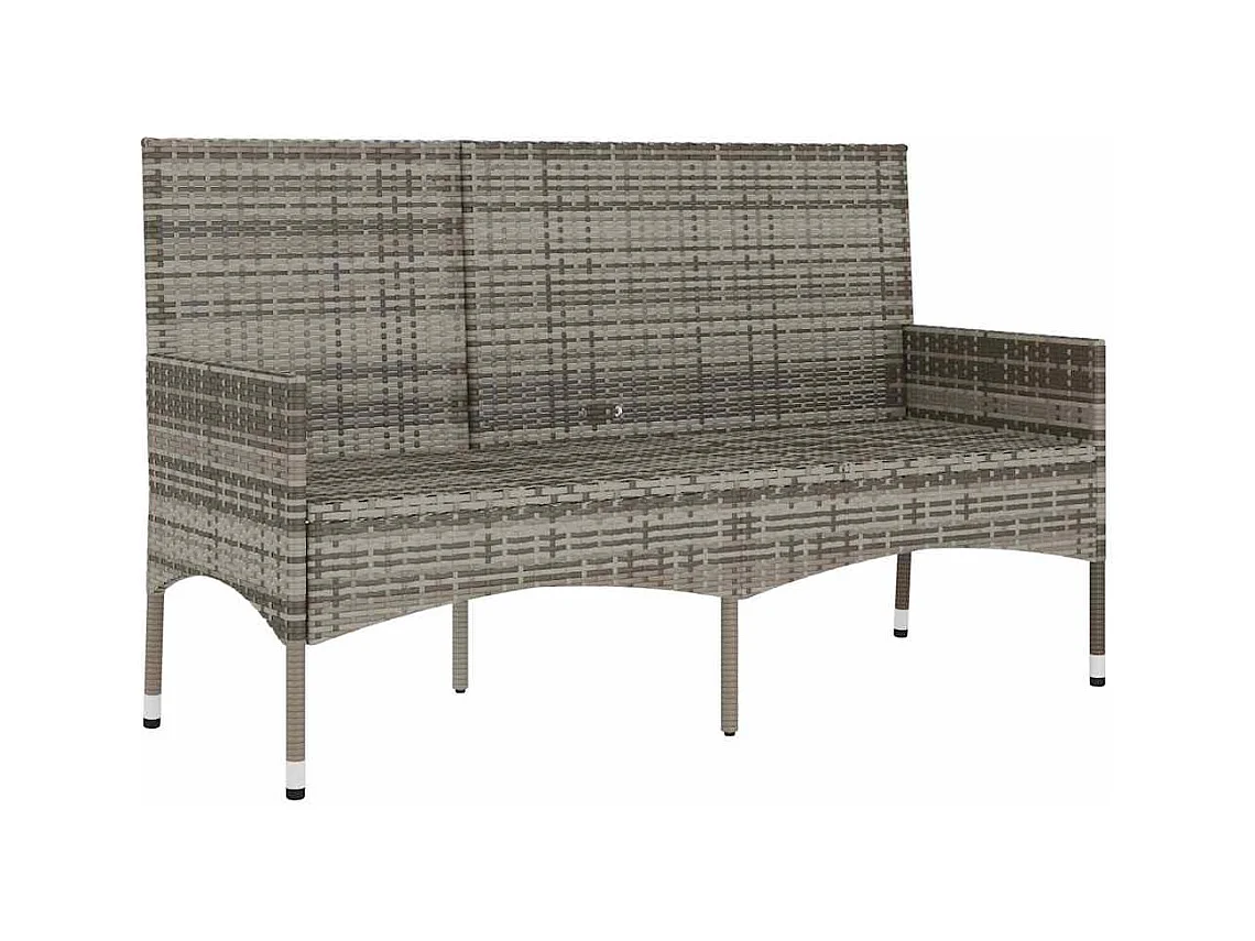 3-zits tuinbank met kussens Grijs kunsthars riet