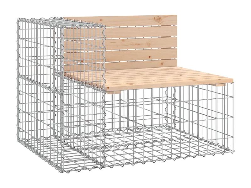 Gabionen Designer Gartenbank 184x71x65,5 cm Massivholz Kiefer