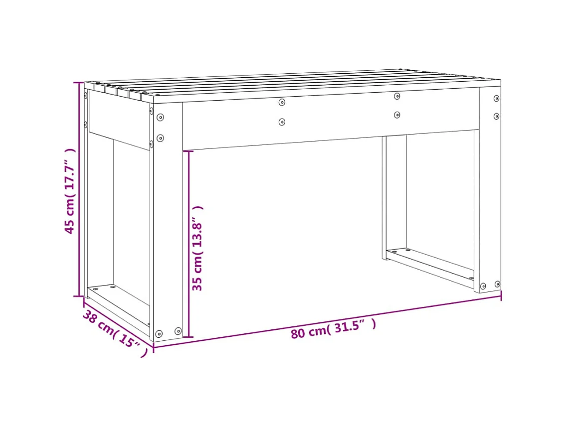 Panca da giardino bianca 80x38x45 cm in legno massello di pino
