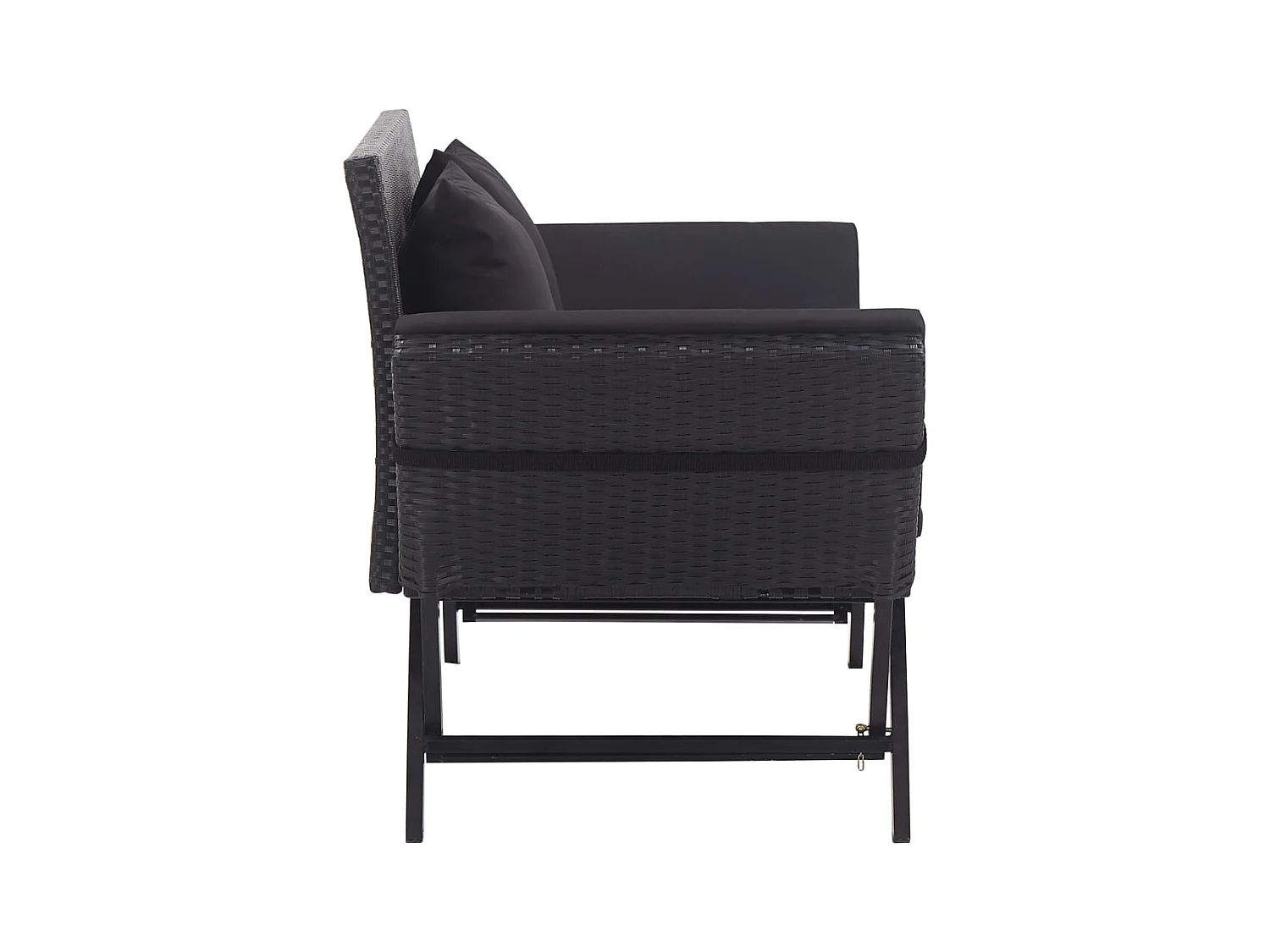 Gartenbank mit Kissen 176 cm Schwarz Harzgeflecht