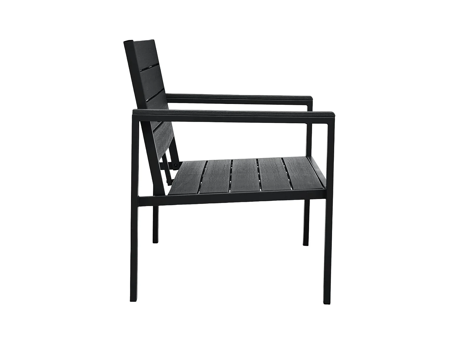 Banco de jardín 120 cm HDPE Negro Aspecto Madera