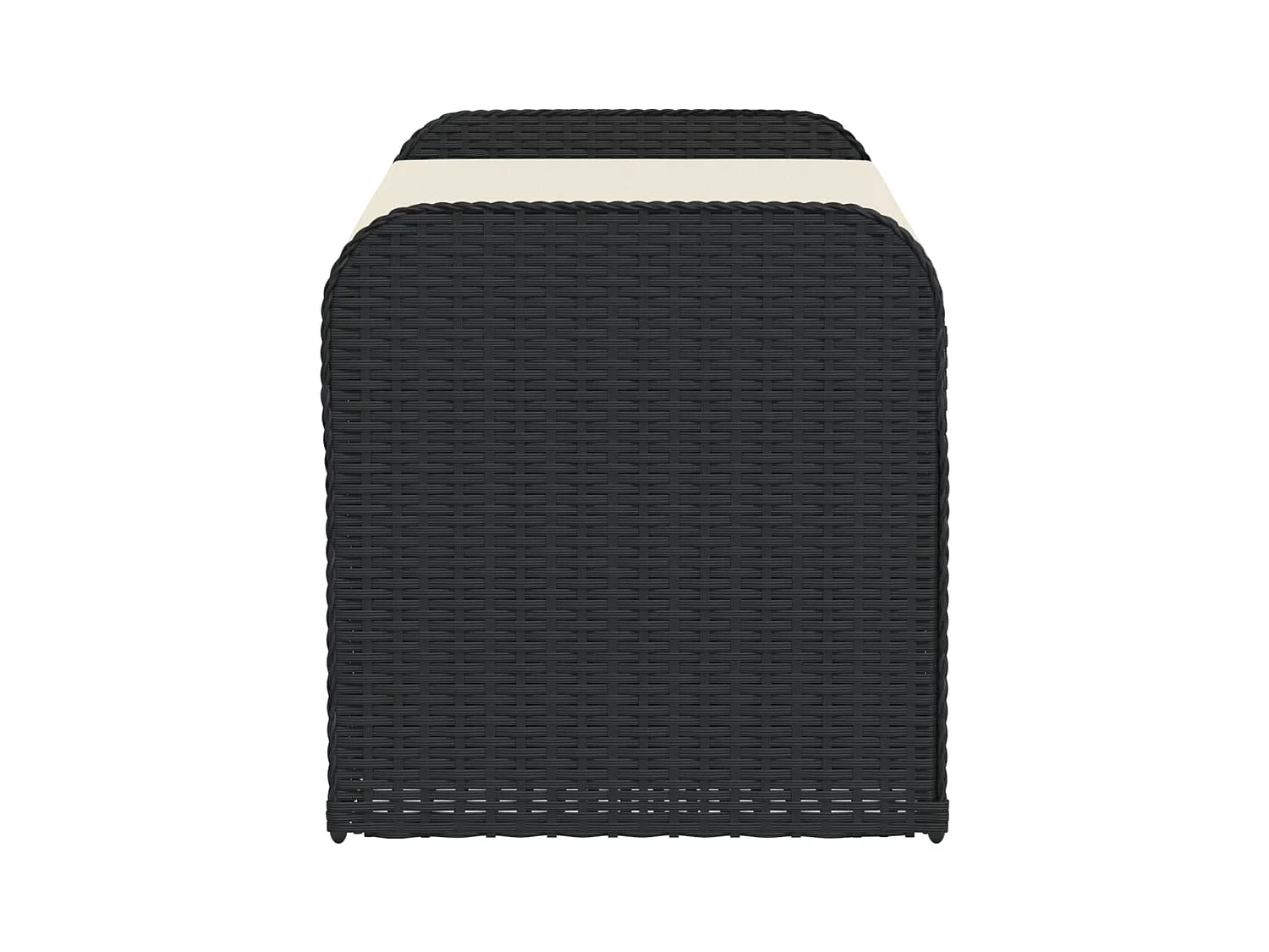 Banc de rangement avec coussin noir 115x51x52 cm résine tressée