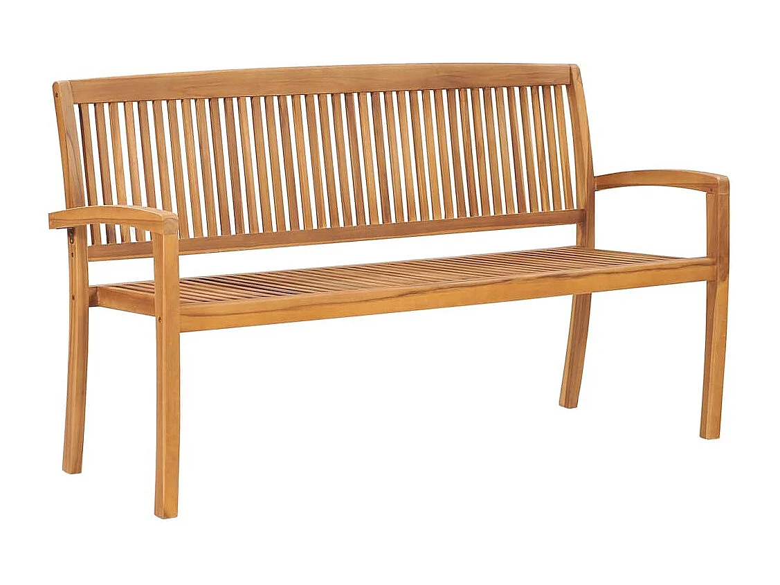 Panca da giardino impilabile e cuscino 159 cm Legno massello di teak