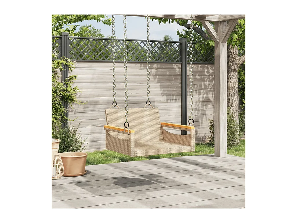 Altalena beige 63x62x40 cm in resina intrecciata