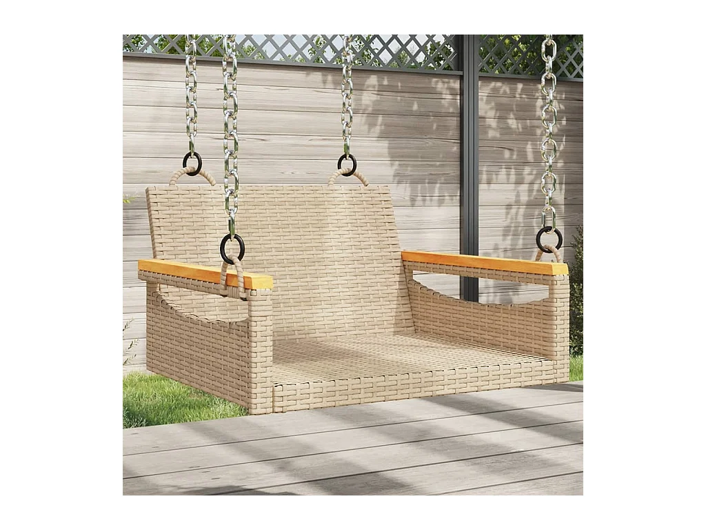 Beige Schaukelsitz 63x62x40 cm gewebtes Harz