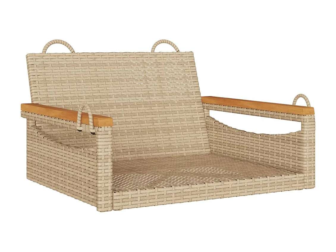 Altalena beige 63x62x40 cm in resina intrecciata