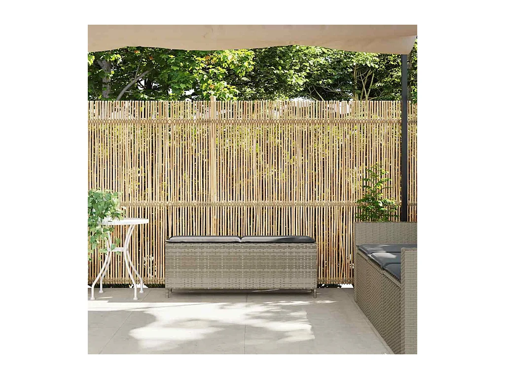 Cuscino per panca da giardino grigio chiaro 110x30x40,5 cm in resina intrecciata