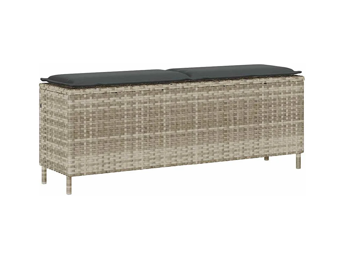 Banc de jardin coussin gris clair 110x30x40,5 cm résine tressée