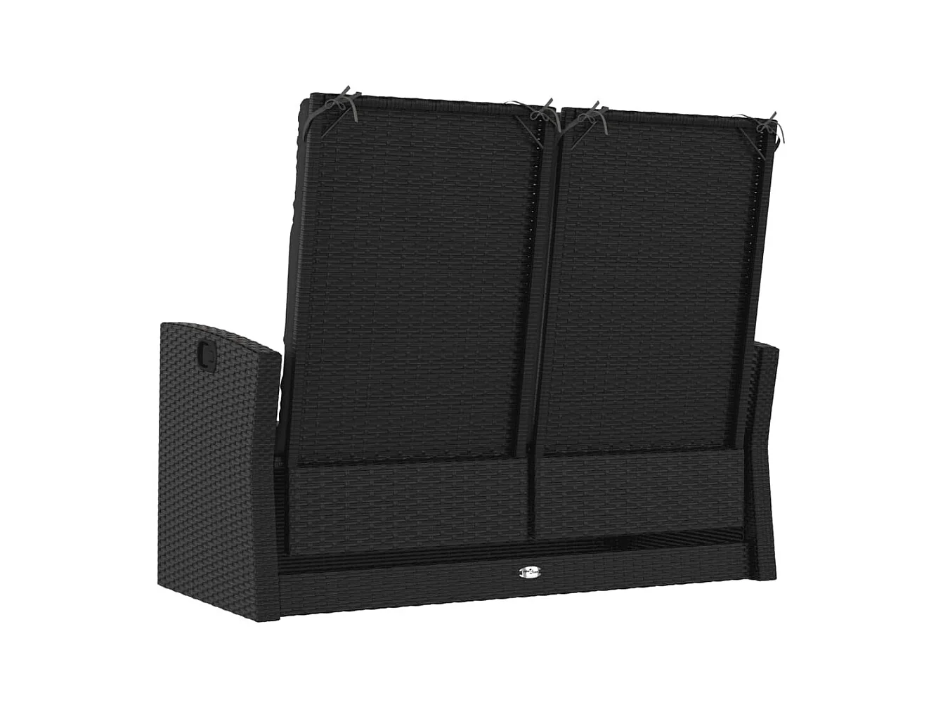 Banco de jardín reclinable y cojines negros 118cm mimbre resina