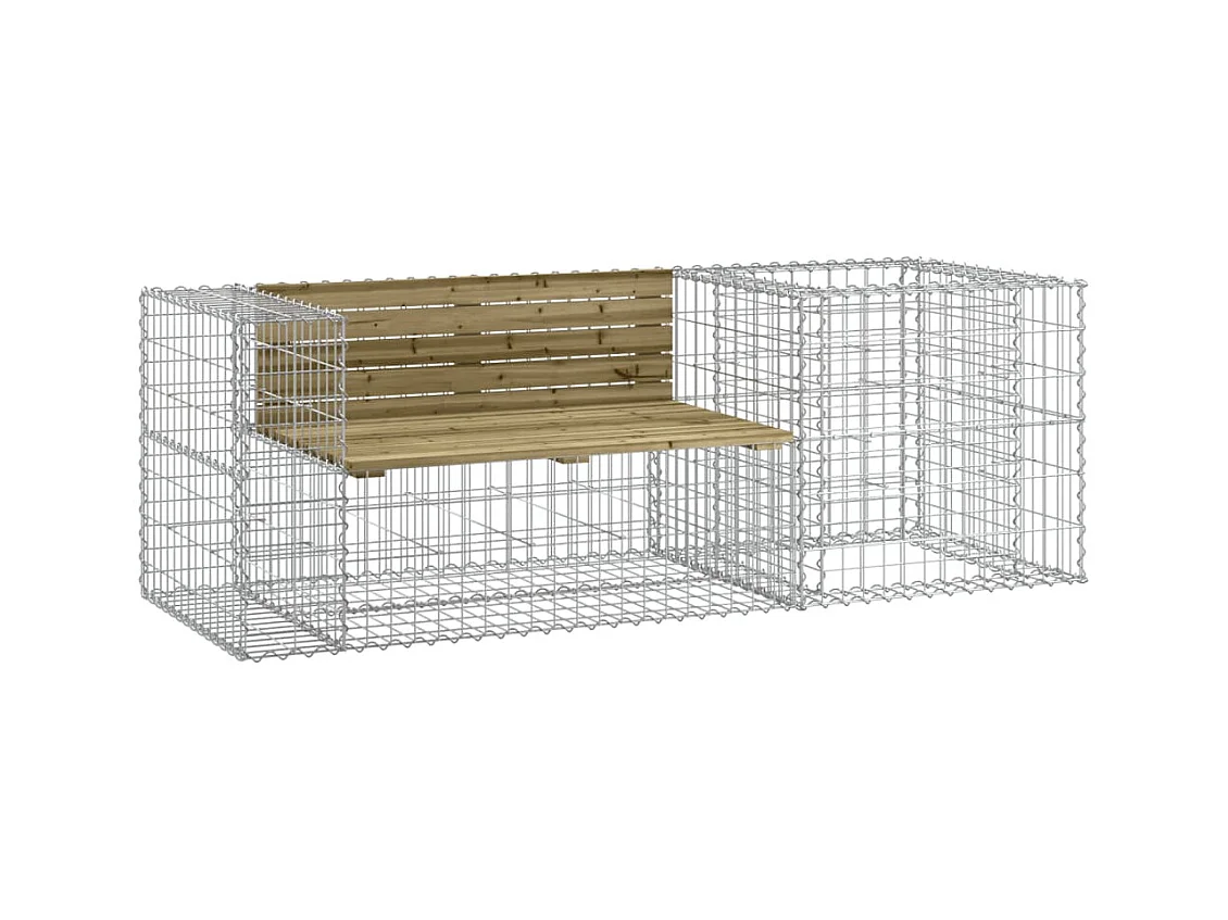 Banc de jardin avec panier en gabion bois de pin imprégné
