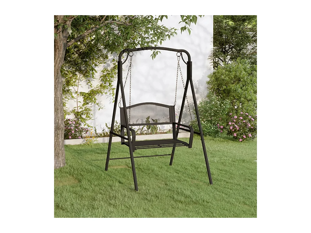 124 cm zwarte stalen schommelstoel