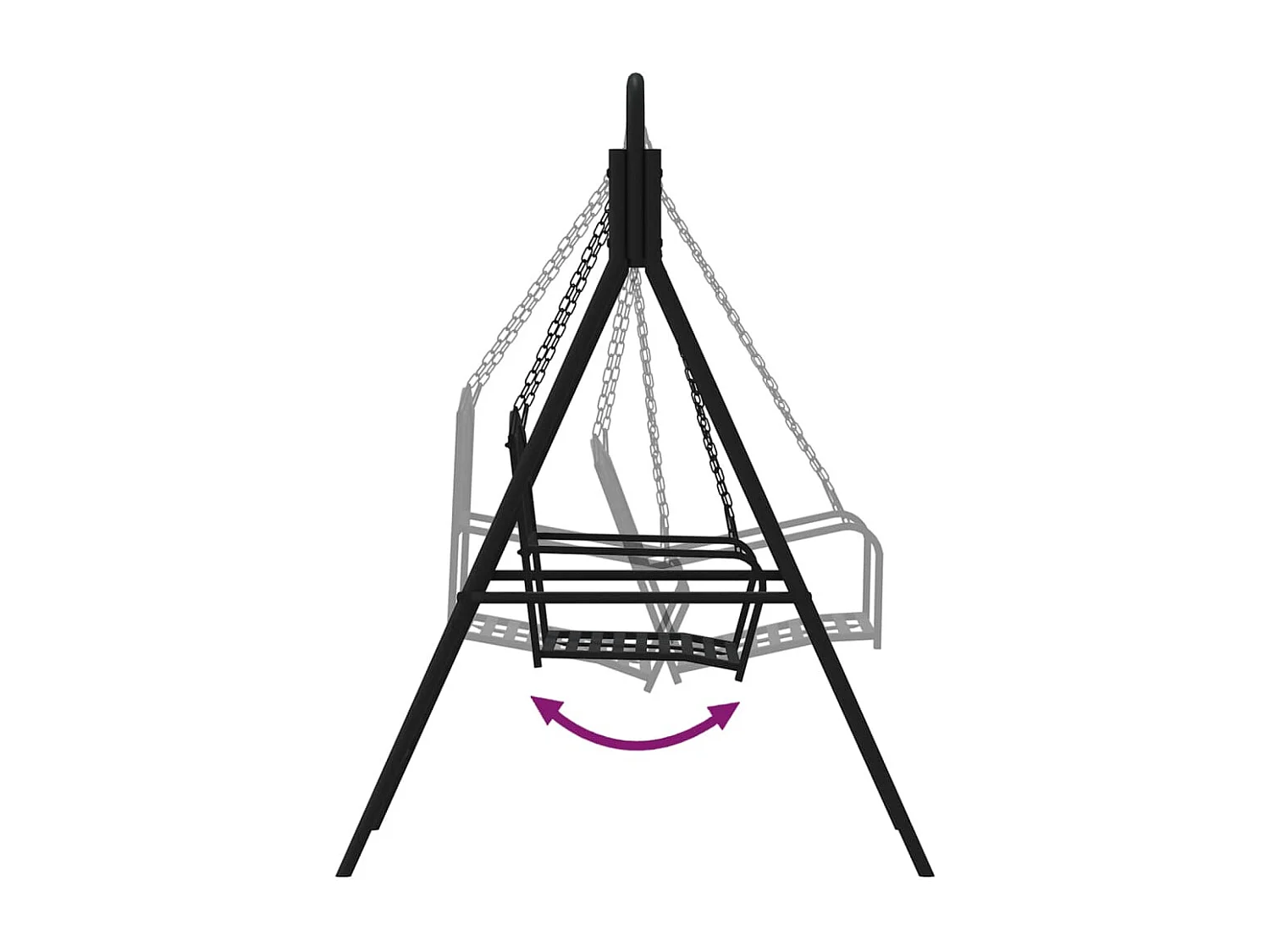 124 cm zwarte stalen schommelstoel