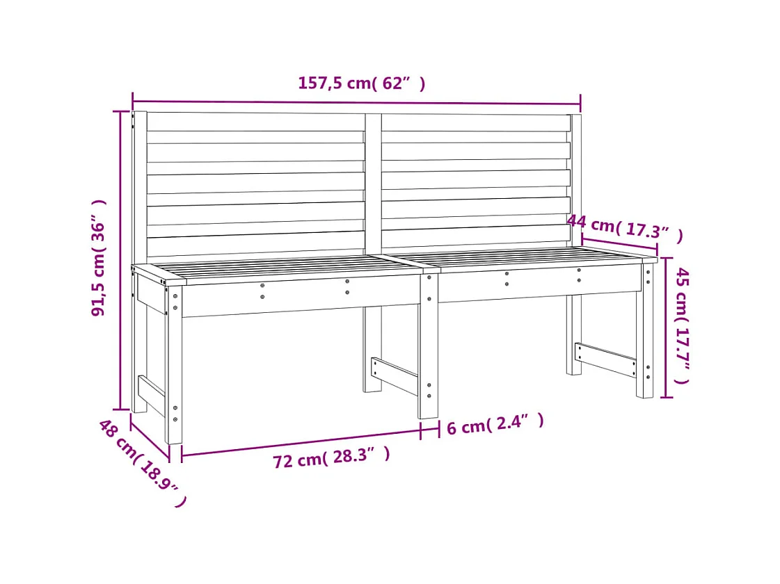 Zwarte tuinbank 157,5 cm massief grenenhout