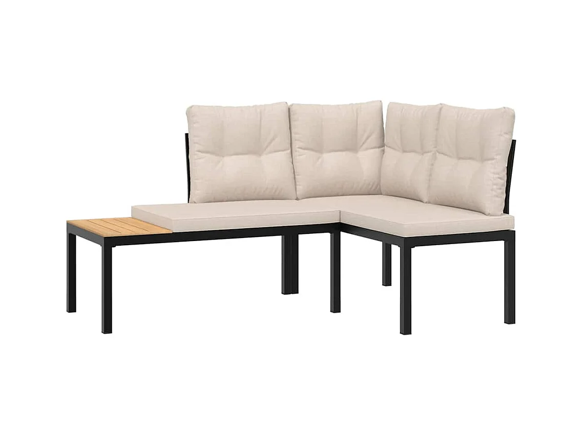 Tuinbanken met kussens set van 2 gepoedercoat staal