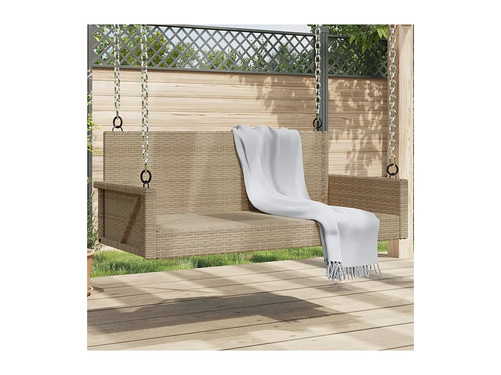 Beige schommelstoel 119x56x48 cm geweven hars