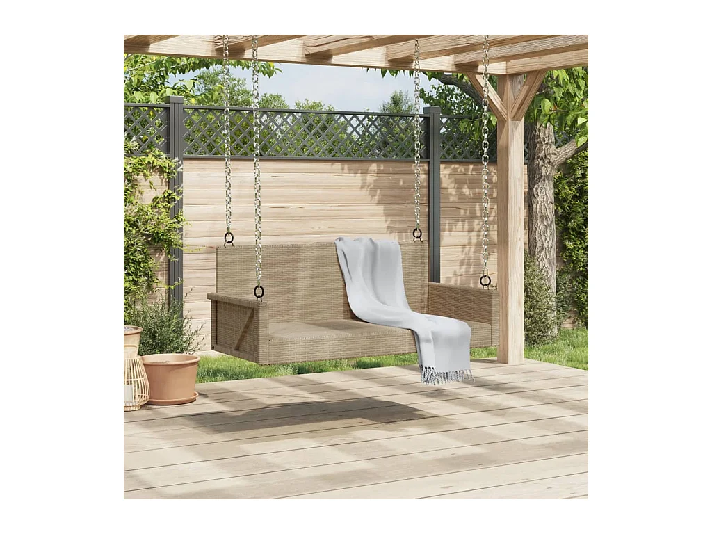 Beige schommelstoel 119x56x48 cm geweven hars