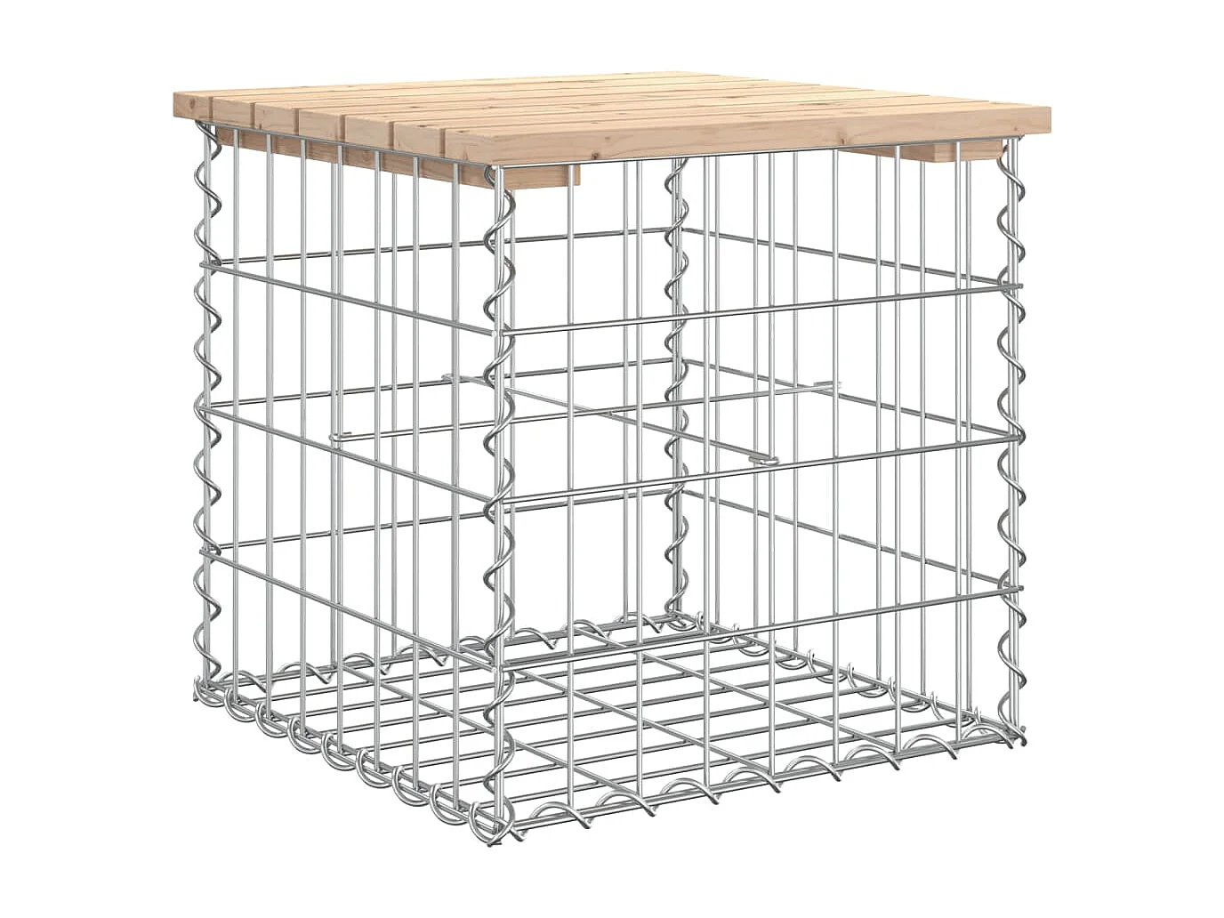 Panca da giardino in gabbione 43x44x42 cm in legno massello di pino