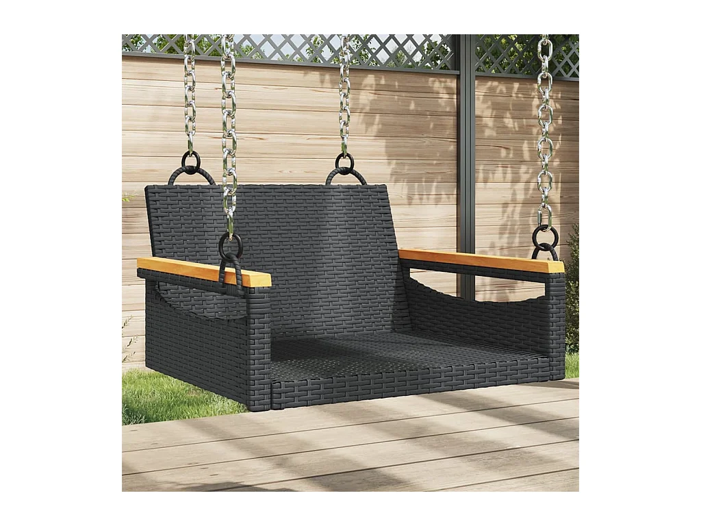 Asiento de columpio negro 63x62x40 cm resina tejida