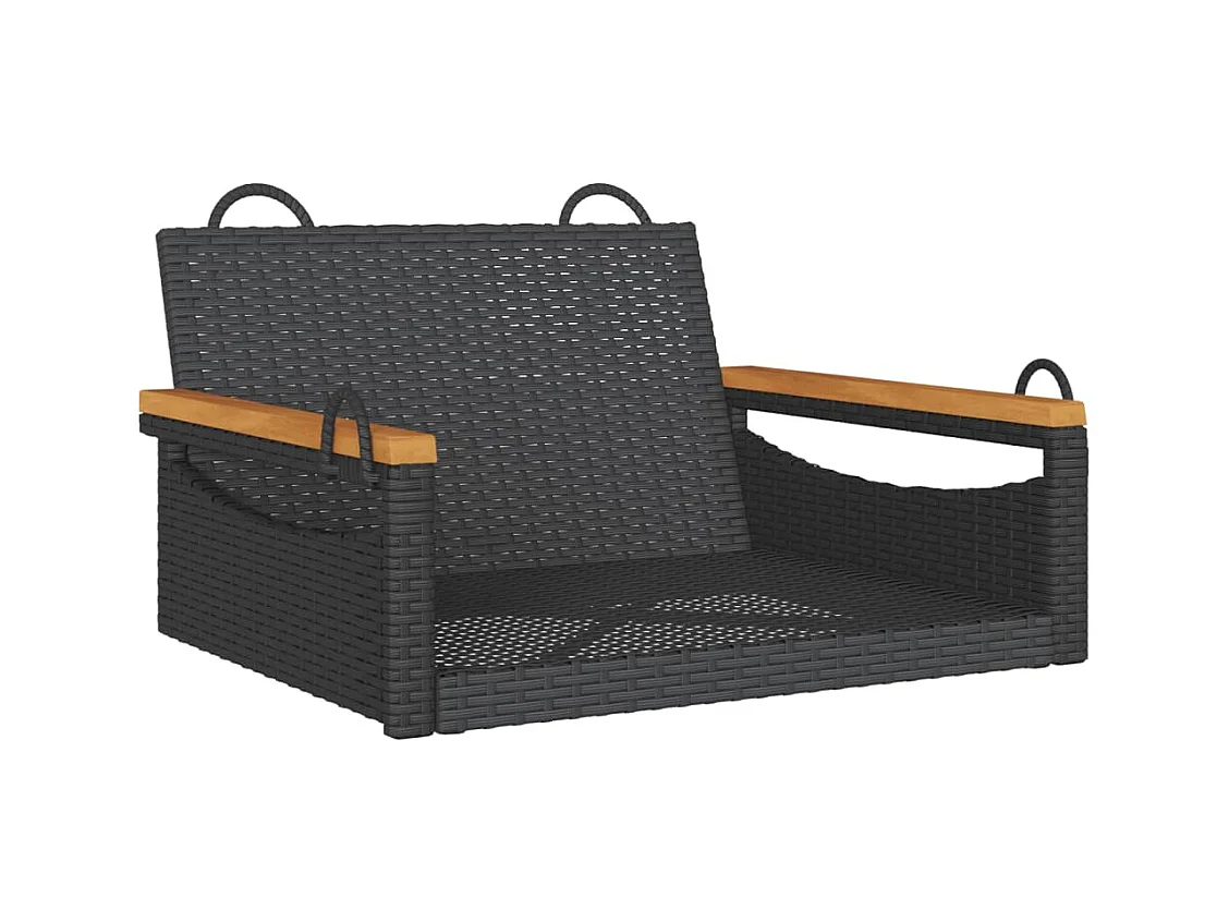 Asiento de columpio negro 63x62x40 cm resina tejida