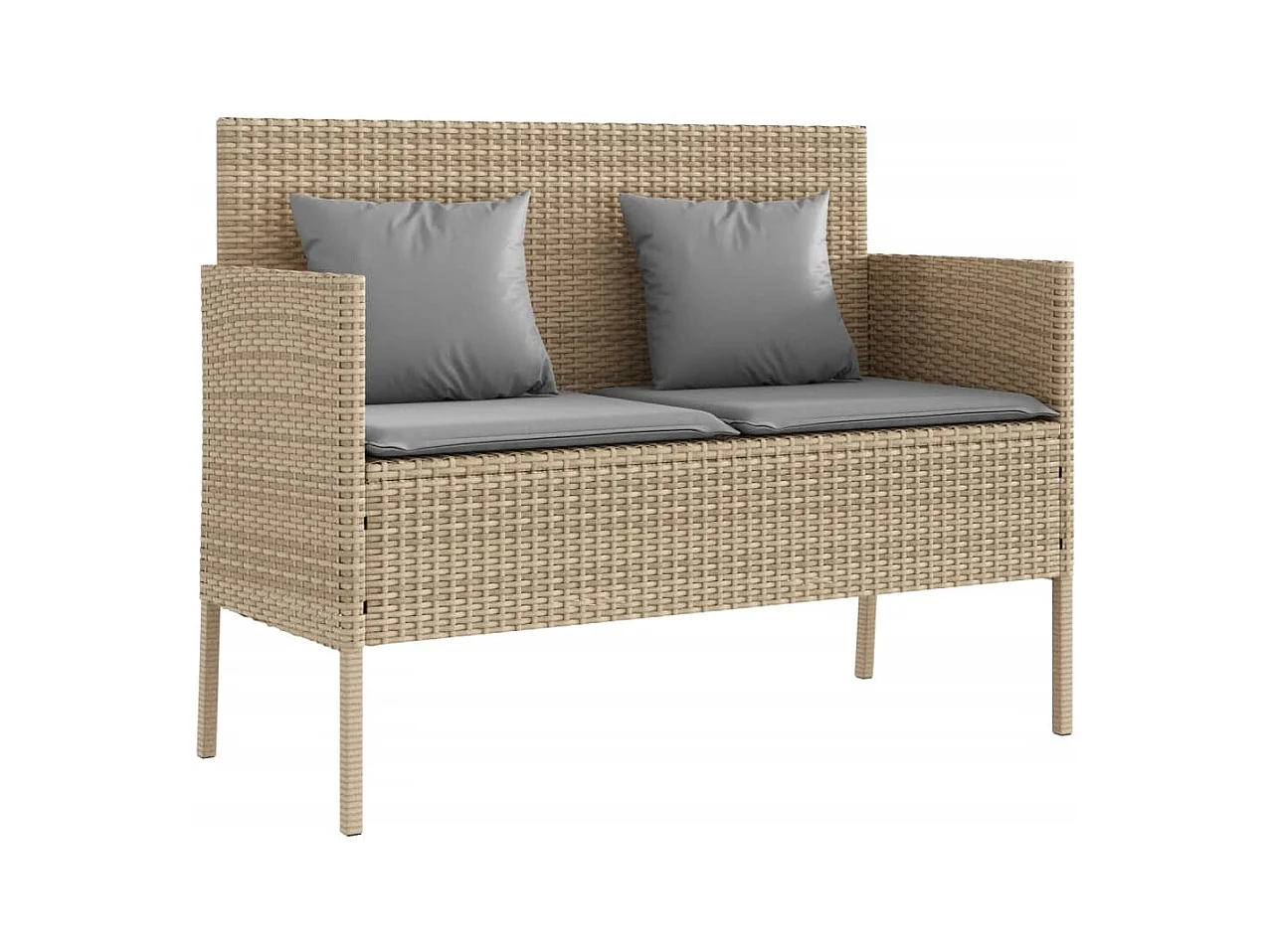 Tuinbank met beige geweven harskussens