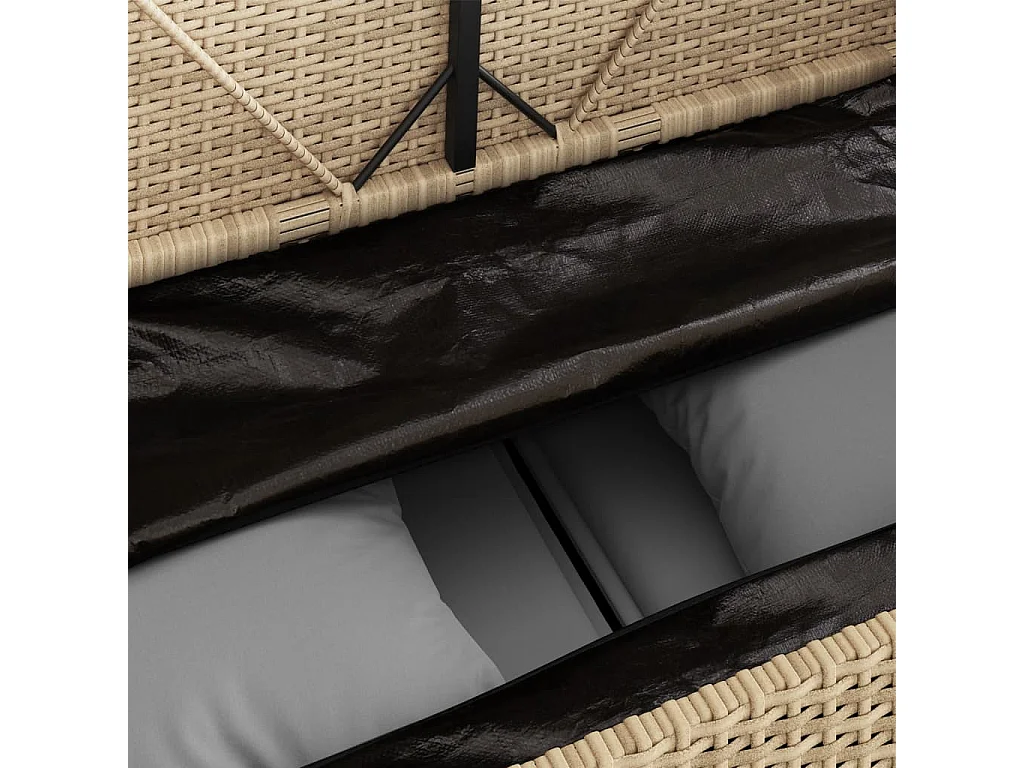 Tuinbank met beige geweven harskussens