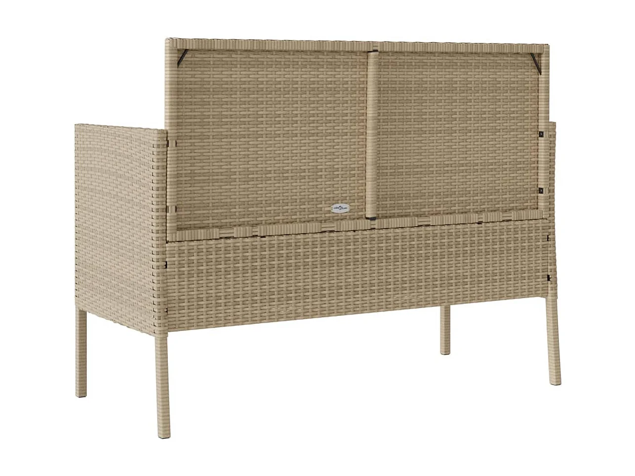 Banco de jardín con cojines de resina tejida beige