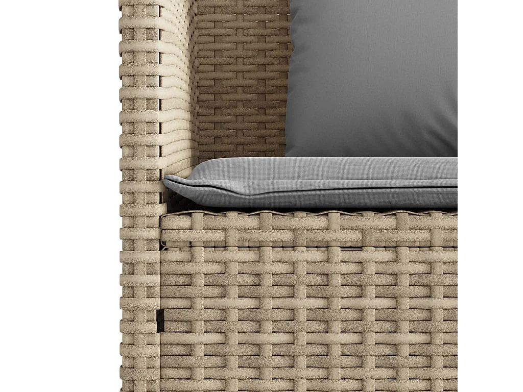 Banco de jardín con cojines de resina tejida beige