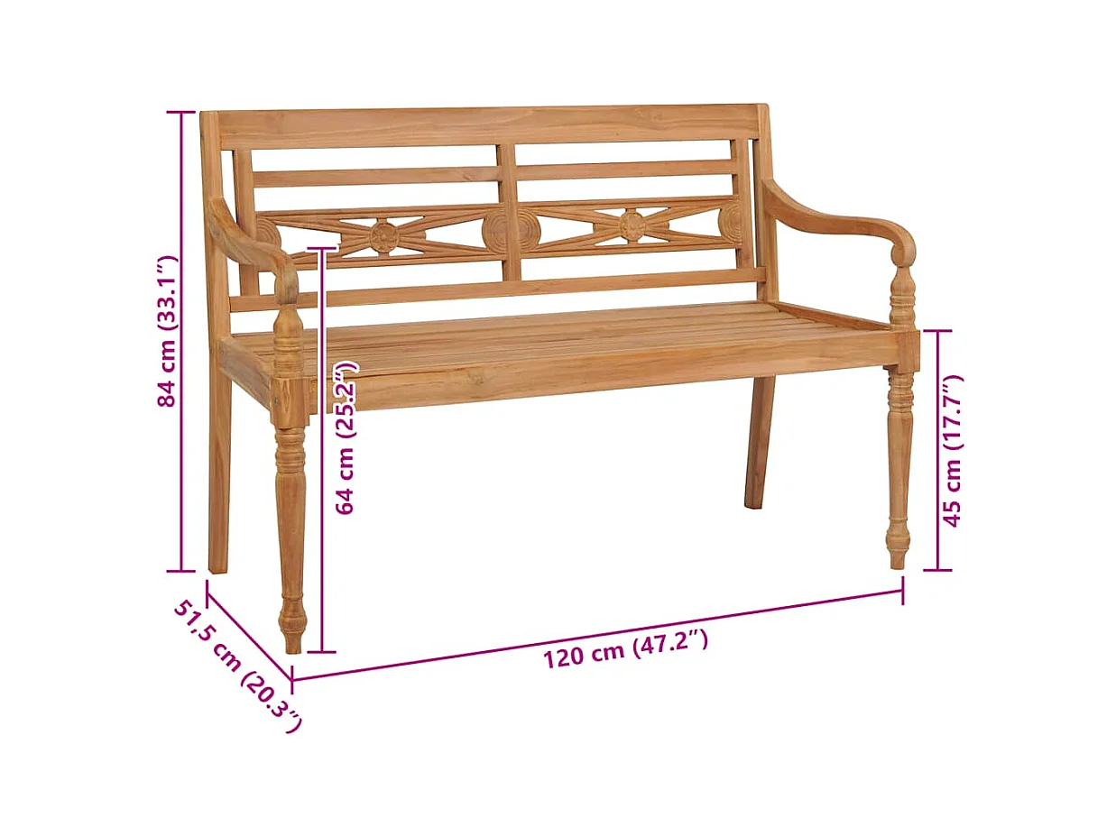 Banc Batavia 120 cm Teck