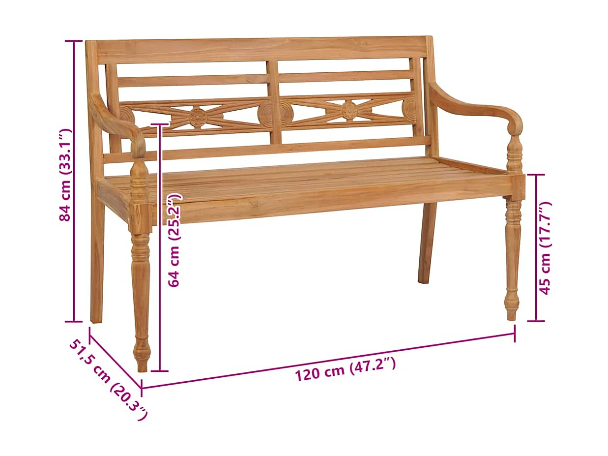 Banc Batavia 120 cm Teck