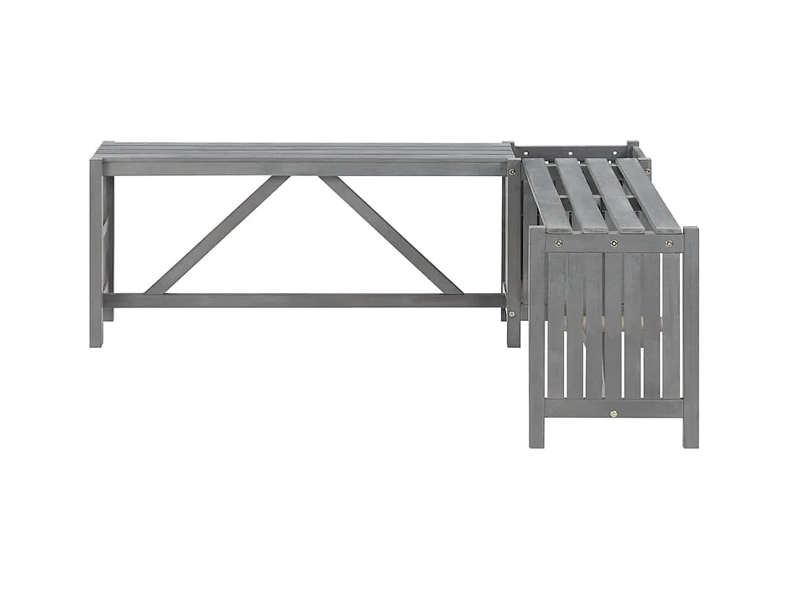 Banco de jardín esquinero y jardinera 117 cm madera de acacia gris