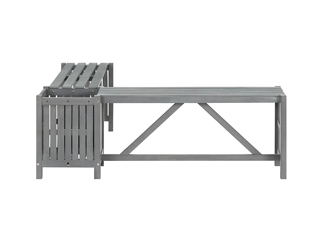 Banco de jardín esquinero y jardinera 117 cm madera de acacia gris