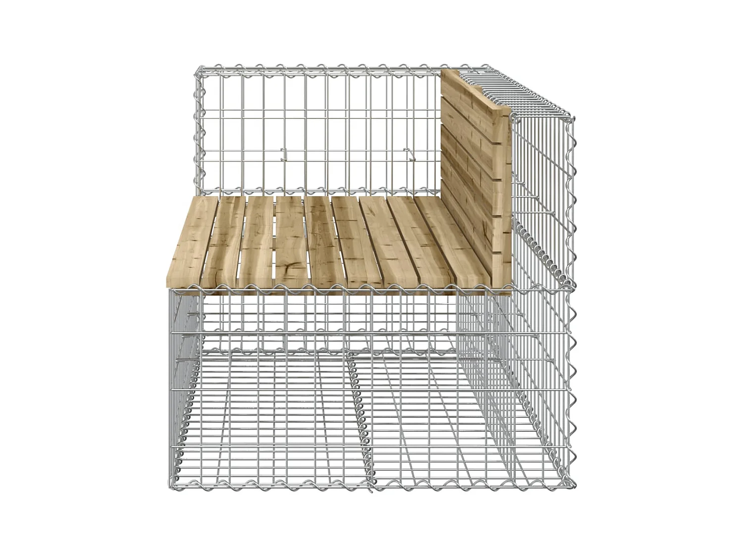 Banco de jardín de diseño de gaviones 122x71x65,5cm madera de pino impregnada